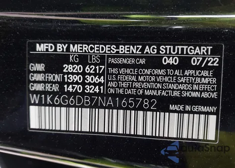 2022 Mercedes-Benz S 500 4Matic z USA, uszkodzony, nr VIN W1K6G6DB7NA165782